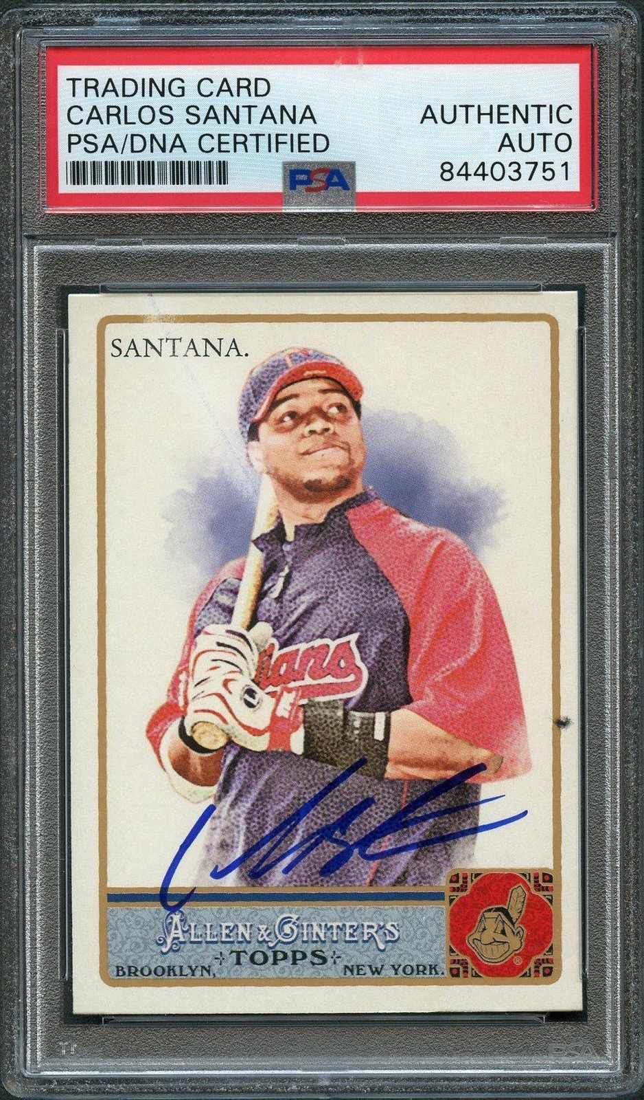 2011 Topps Allen & Ginter #41 Carlos Santana Signed Card PSA Slabbed Auto Indian