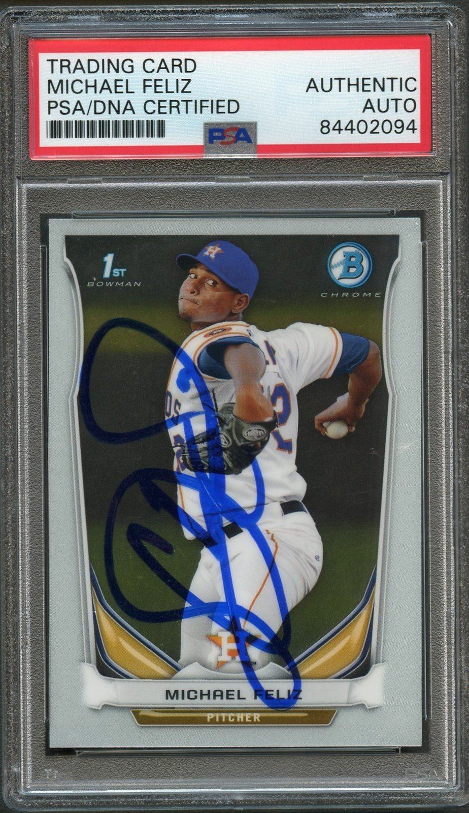 2014 BOWMAN CHROME #BCP45 MICHAEL FELIZ Signed Card PSA Slabbed Auto Astros