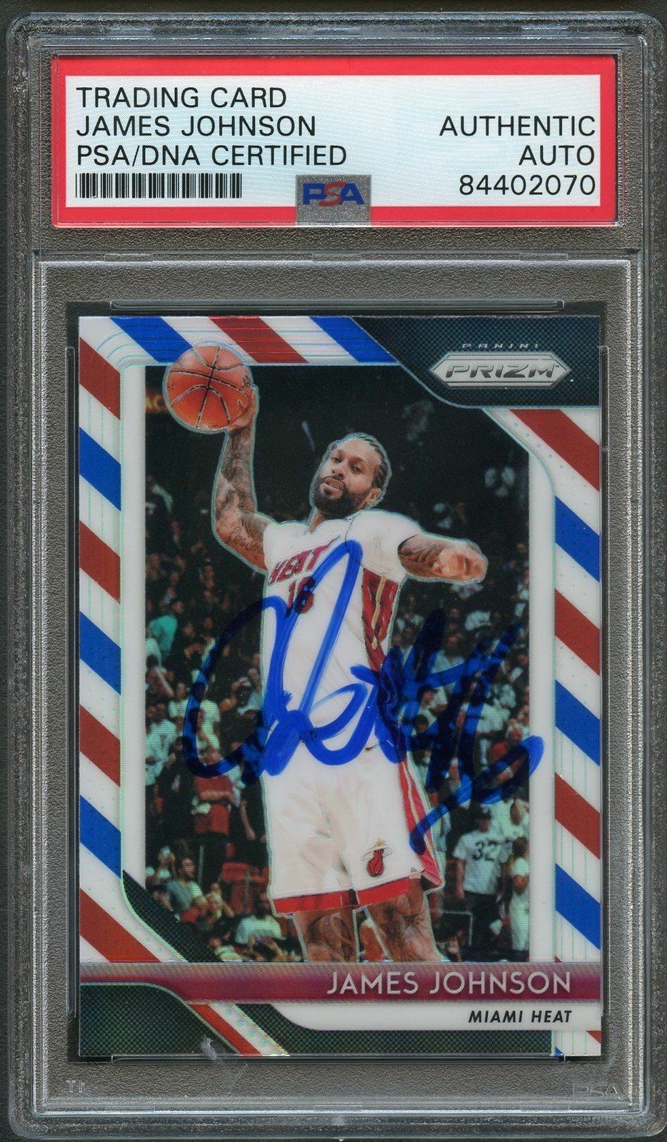 2018-19 Panini Prizm #186 James Johnson Signed Card AUTO PSA/DNA Slabbed Heat