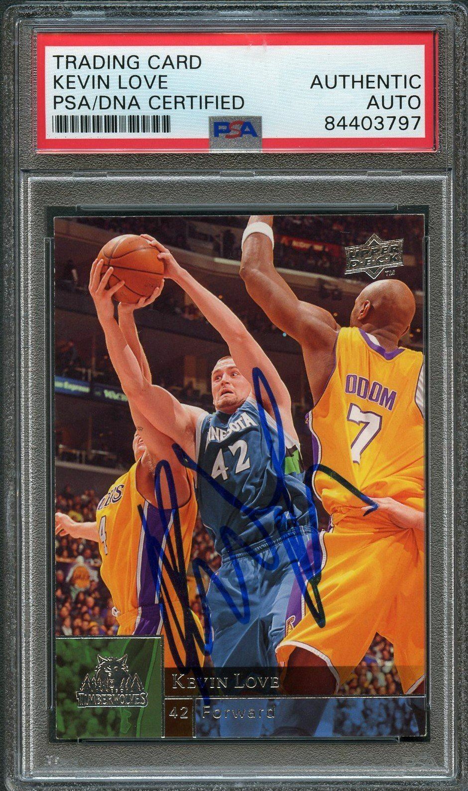 2009-10 Upper Deck #107 Kevin Love Signed Card AUTO PSA Slabbed Timberwolves