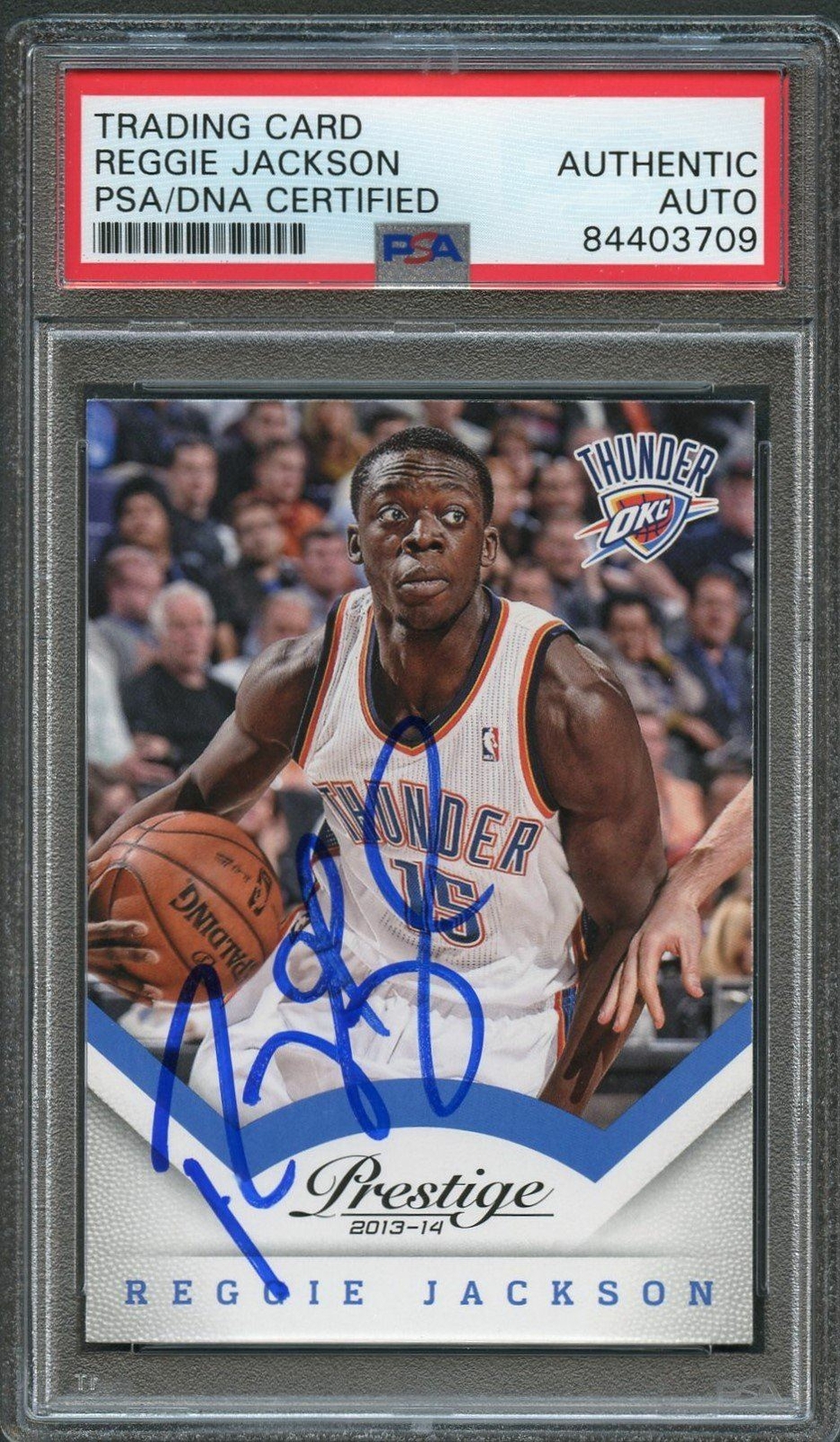 2013-14 Panini Prestige #37 Reggie Jackson Signed Card Auto PSA/DNA Slabbed Thun