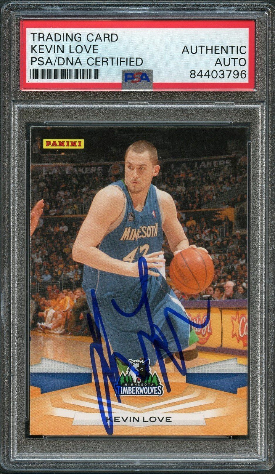 2009-10 Panini Basketball #214 Kevin Love Signed Card AUTO PSA Slabbed Timberwol