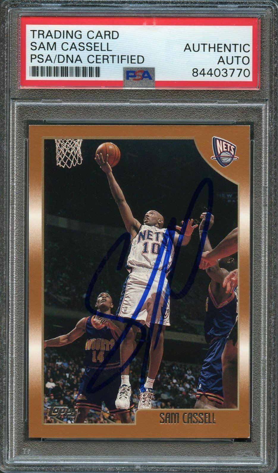 1998-99 Topps #53 Sam Cassell Signed Card AUTO PSA Slabbed Nets