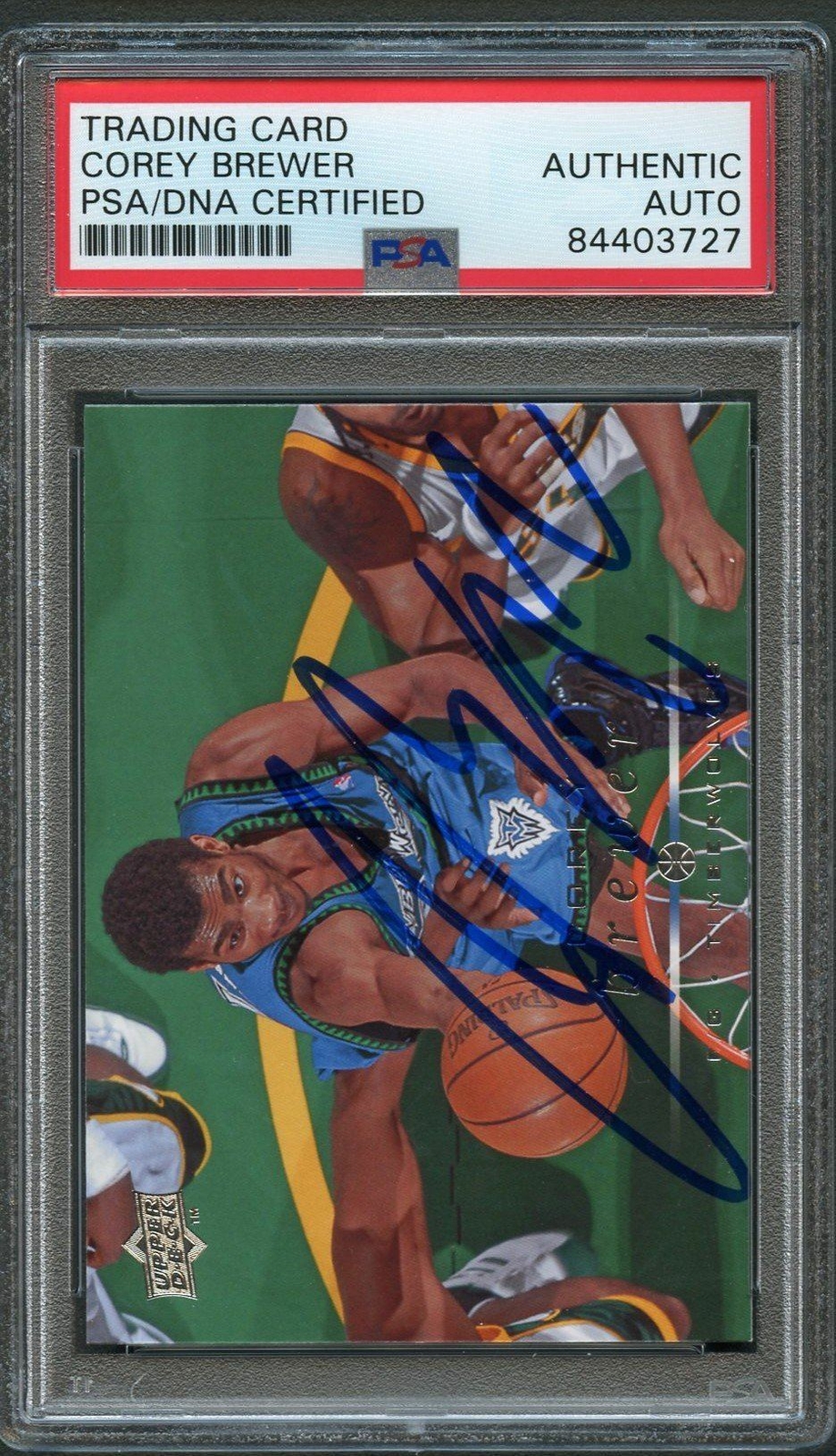 2008-09 UPPER DECK BASKETBALL #107 COREY BREWER SIGNED CARD AUTO PSA SLABBED TIM COLLECTIBLE MEMORABILIA