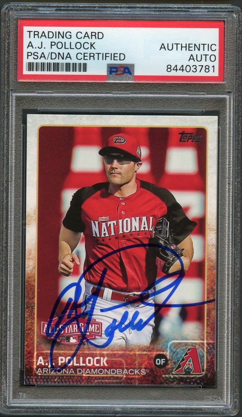 2015 Topps Update #US186A AJ Pollock Signed Card PSA/DNA Slabbed AUTO Diamondbac