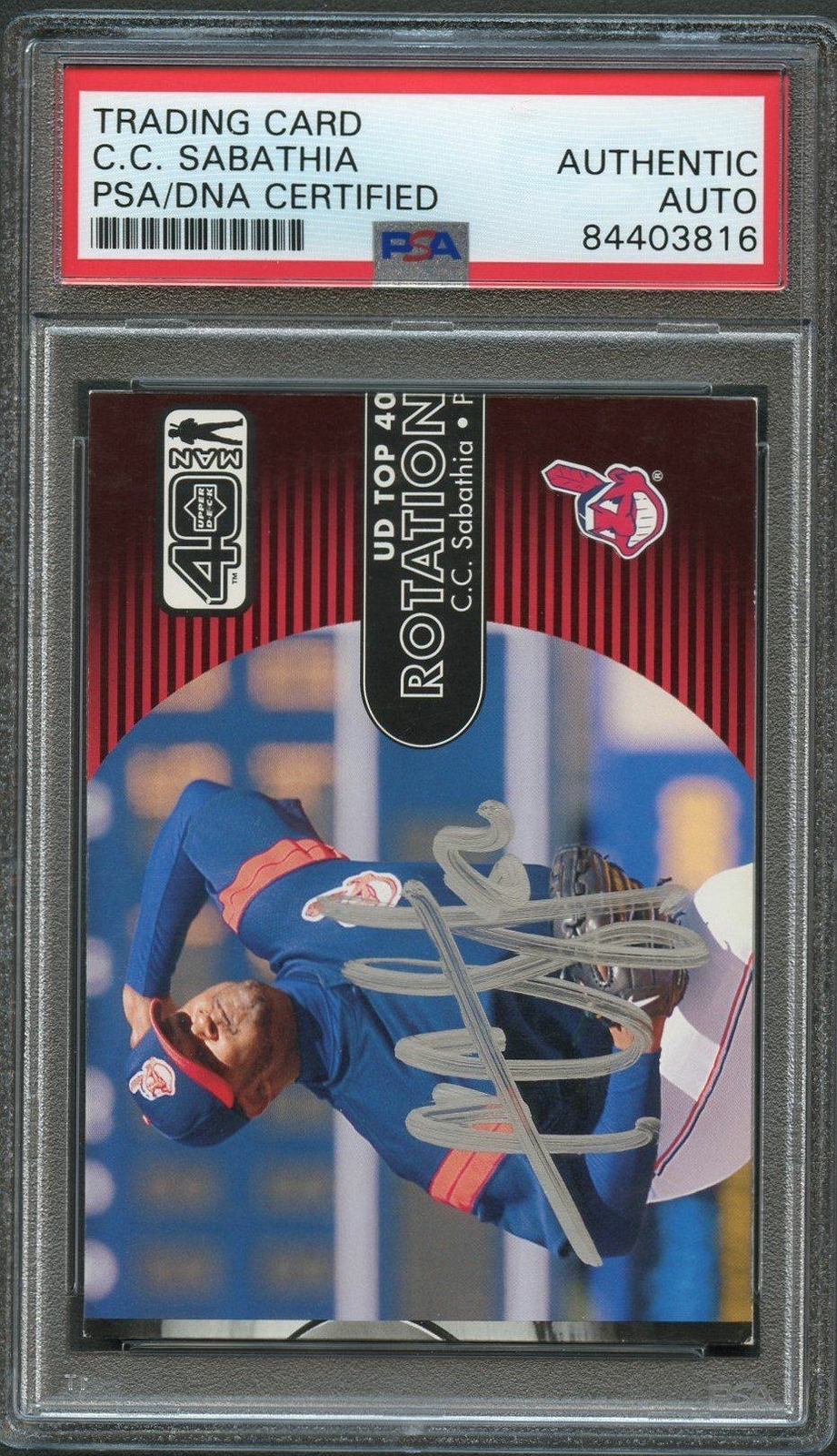 2002 Upper Deck 40 Man #1150 CC Sabathia Signed Card PSA Slabbed Auto Indians