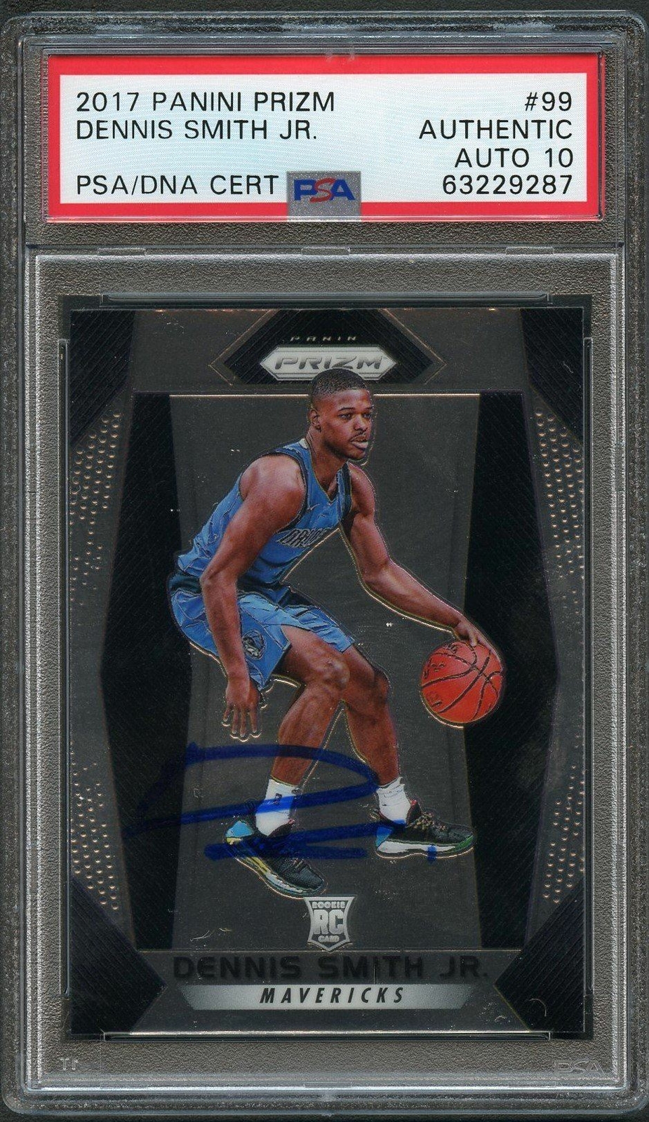 2017 Panini Prizm #99 Dennis Smith Jr. Signed Card AUTO Grade 10 PSA Slabbed RC