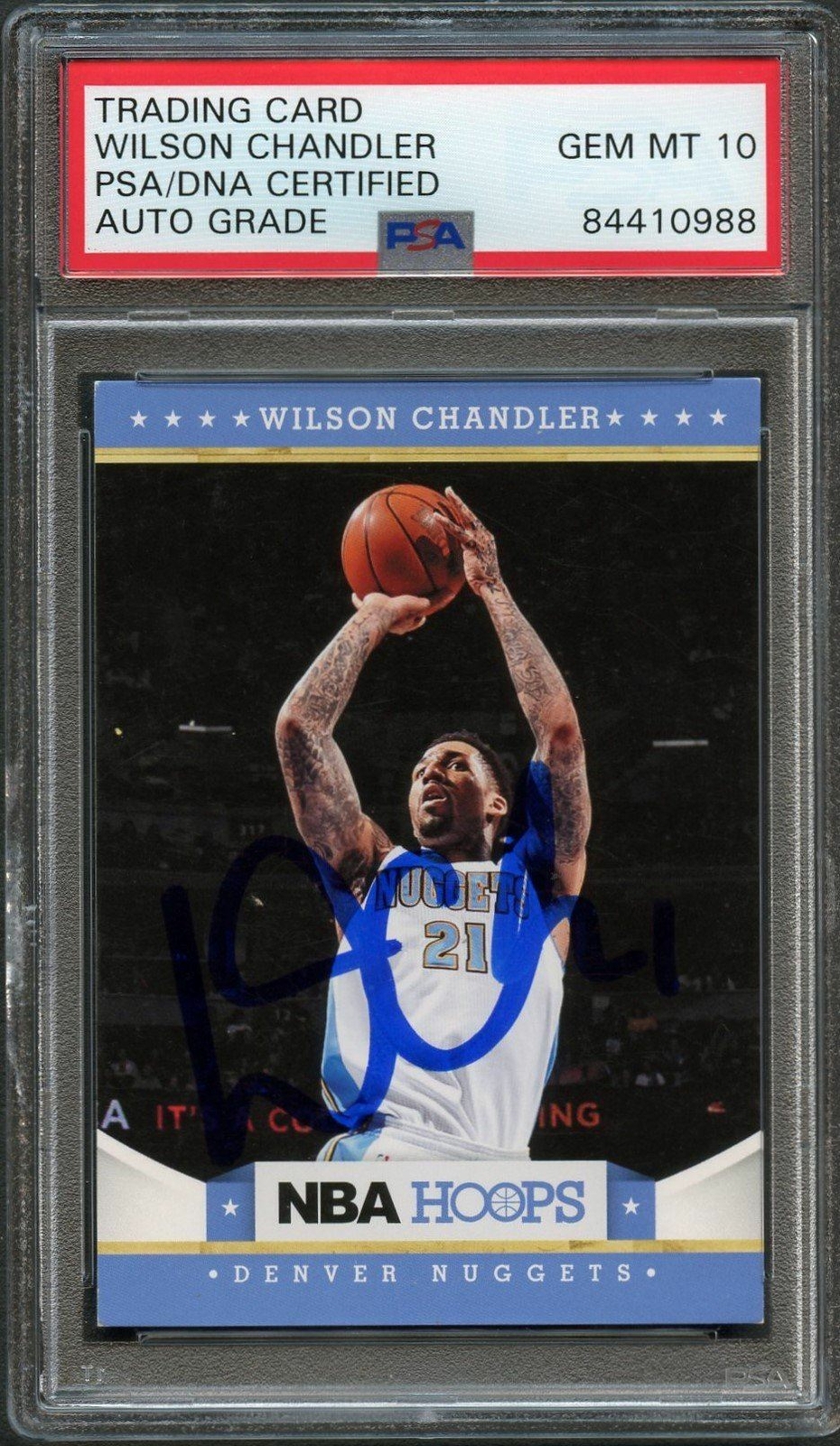 2012 NBA Hoops #111 Wilson Chandler Signed AUTO Grade 10 PSA Slabbed Nuggets