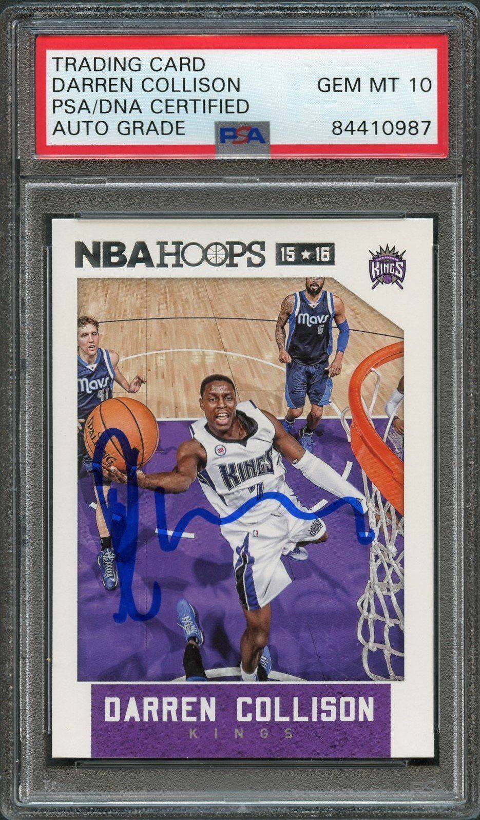 2015-16 NBA Hoops #19 Darren Collison Signed Card AUTO Grade 10 PSA Slabbed King