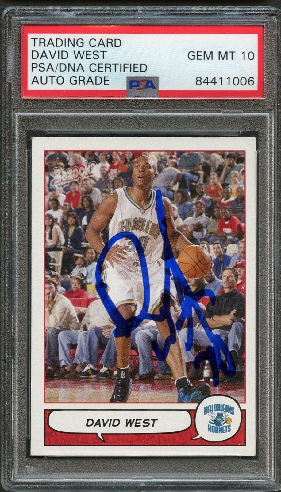 2004-05 Topps Bazooka #97 David West Signed AUTO Grade 10 PSA Slabbed Hornets