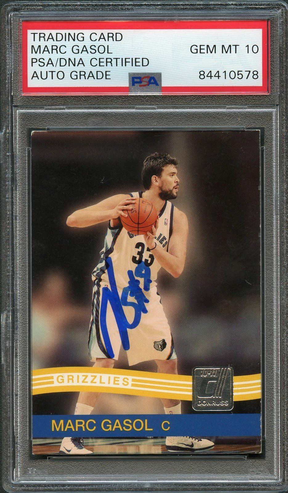 2010 Donruss #91 Marc Gasol Signed Card AUTO Grade 10 PSA Slabbed Grizzlies
