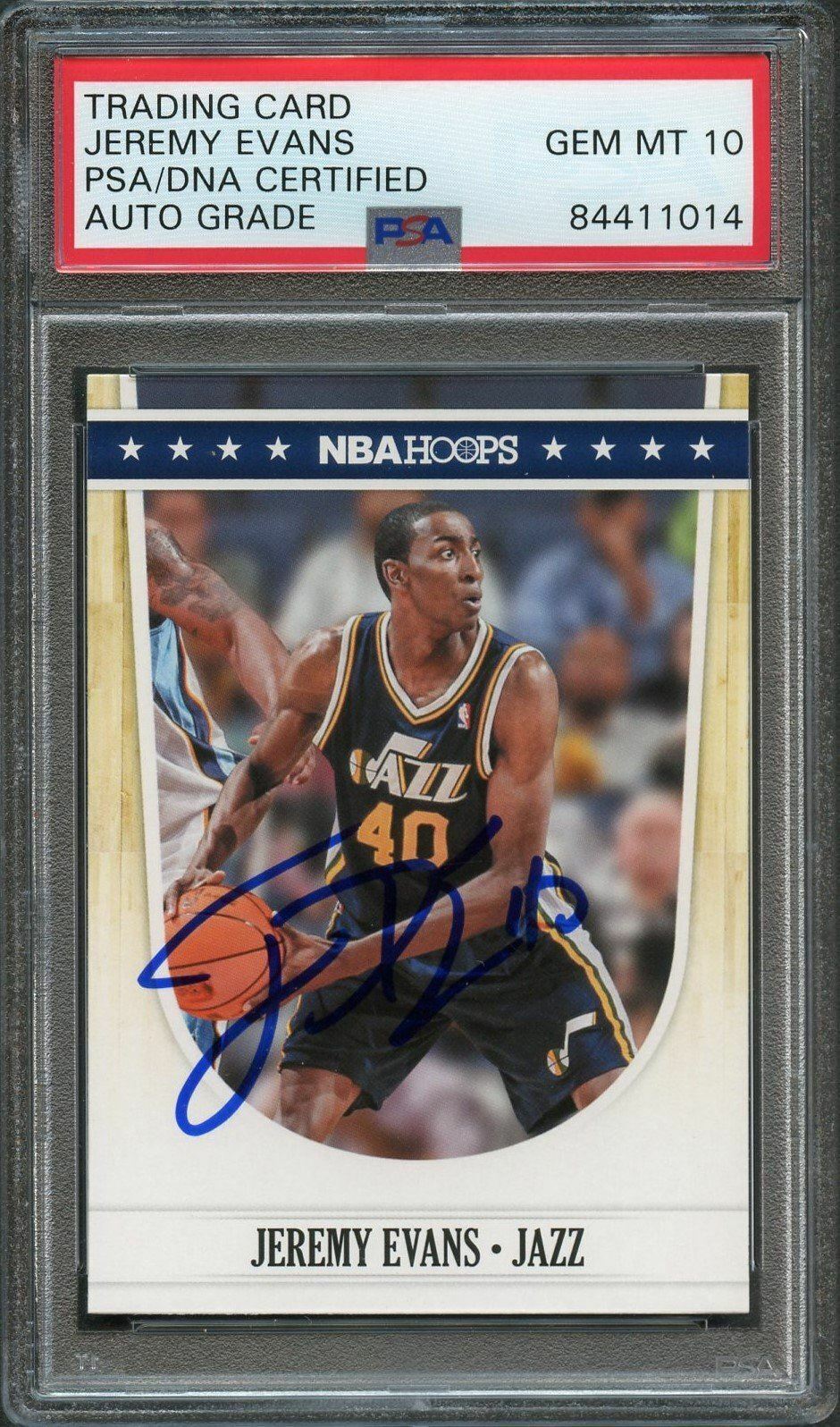 2011-12 NBA Hoops #232 Jeremy Evans Signed AUTO Grade 10 PSA Slabbed Jazz