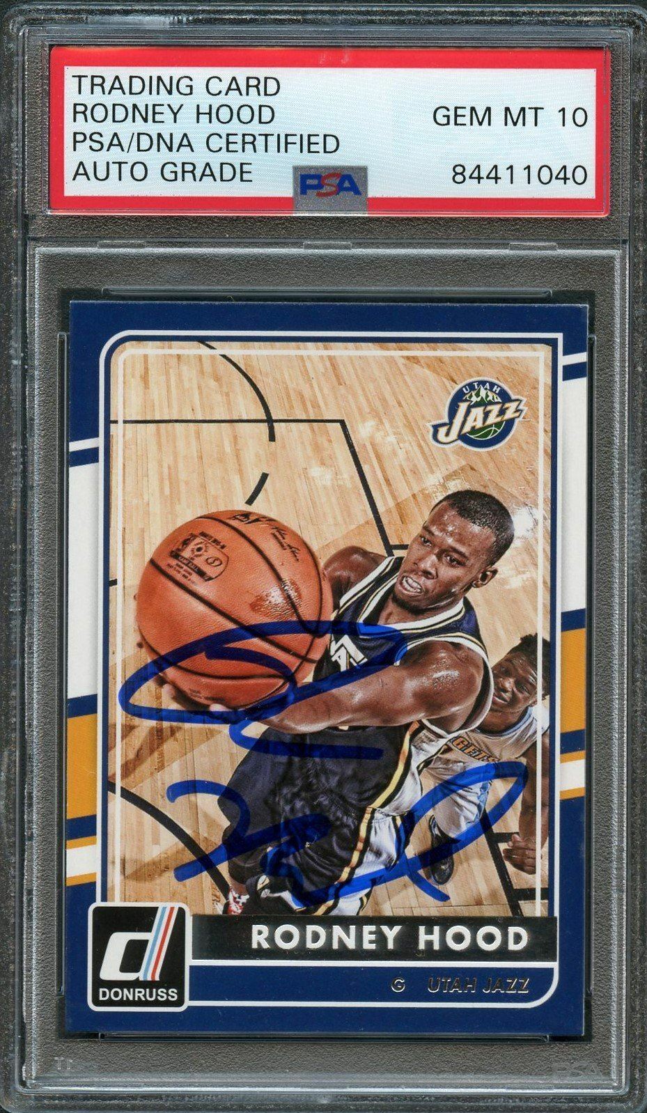 2015-16 Donruss Basketball #181 Rodney Hood Signed AUTO Grade 10 PSA Slabbed Jaz