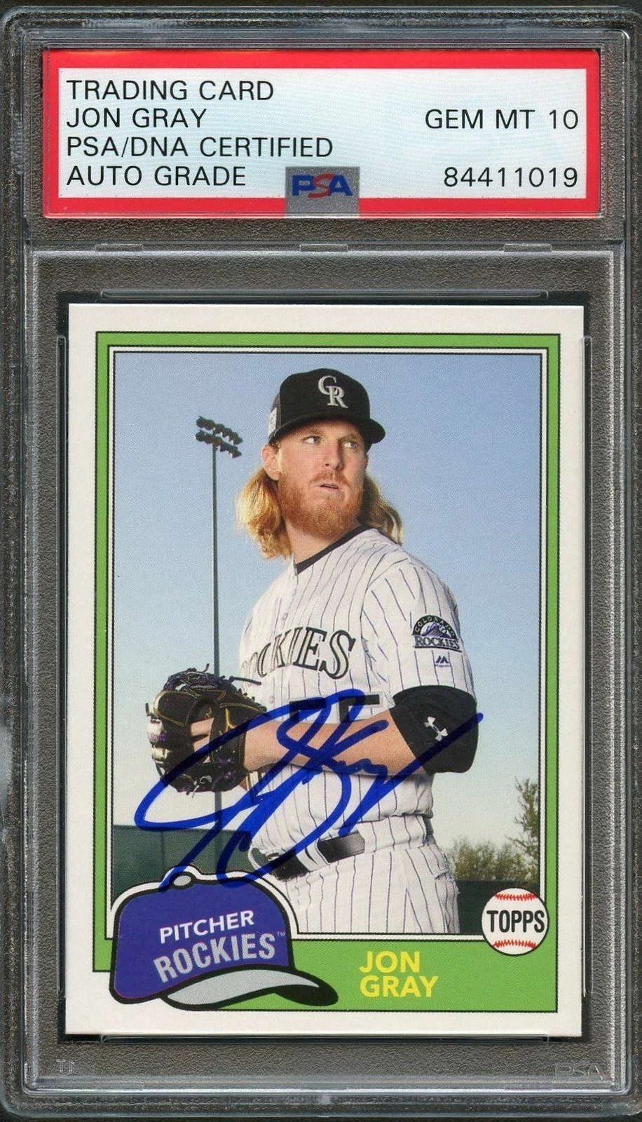 2018 Topps Archives #215 Jon Gray Signed Card PSA Slabbed Auto Grade 10 Rockies