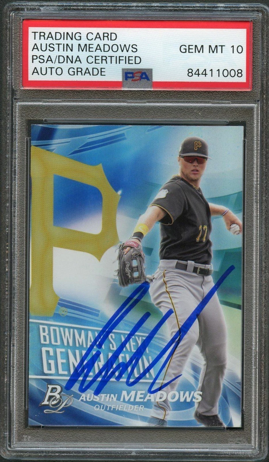 2017 Bowman Platinum #BNG-AM Austin Meadows Signed Card PSA Slabbed Auto Grade 1