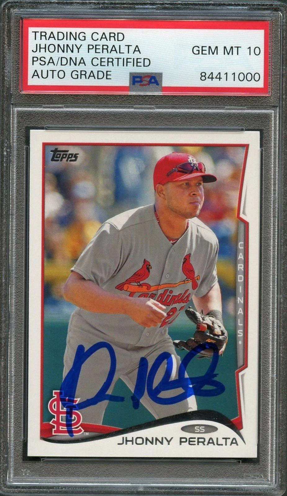2014 Topps Update #US-260 Jhonny Peralta Signed Card AUTO Grade 10 PSA Slabbed
