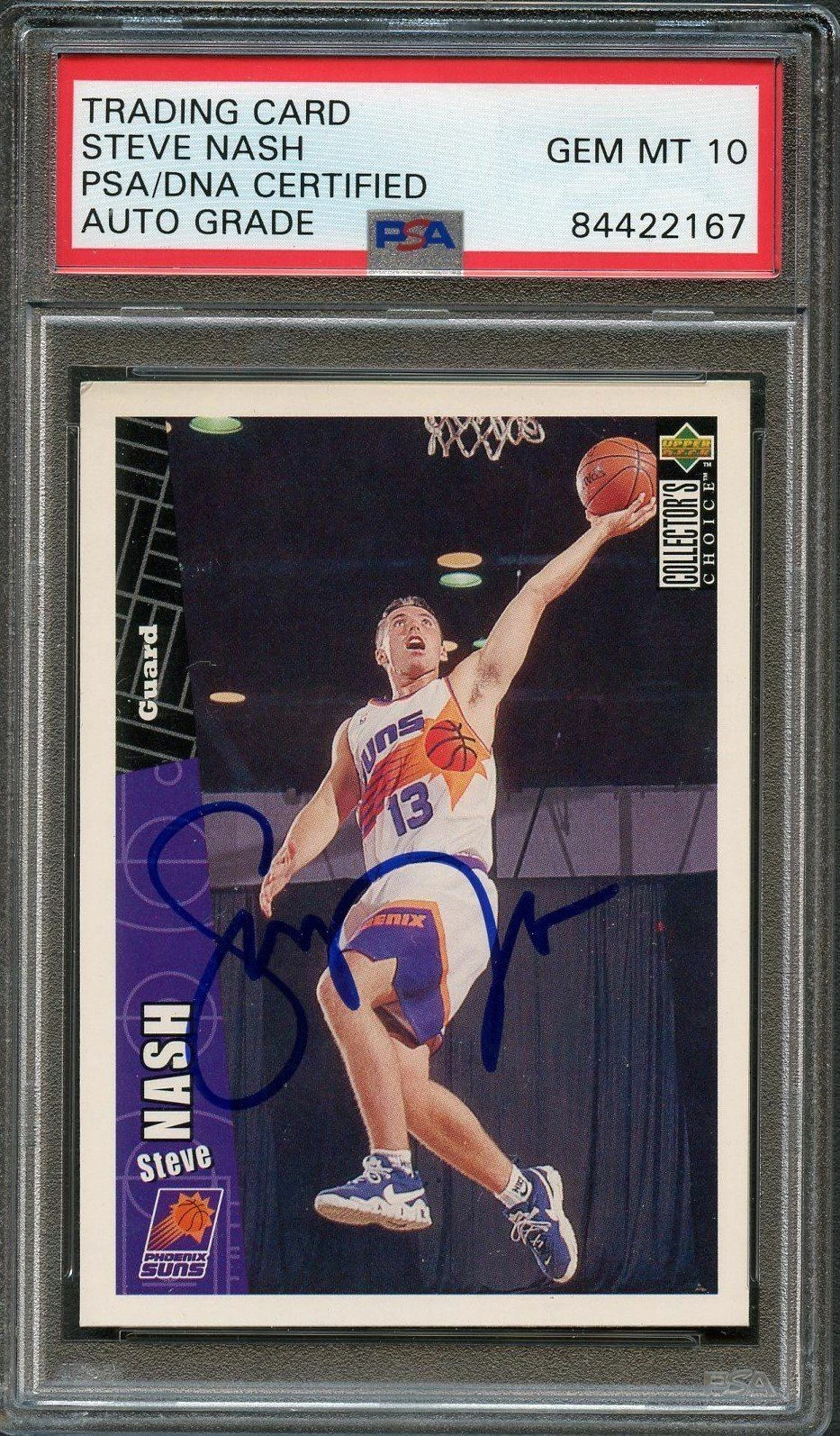 1996 Upper Deck Collector's Choice #310 Steve Nash Signed Card AUTO PSA Gem Mint