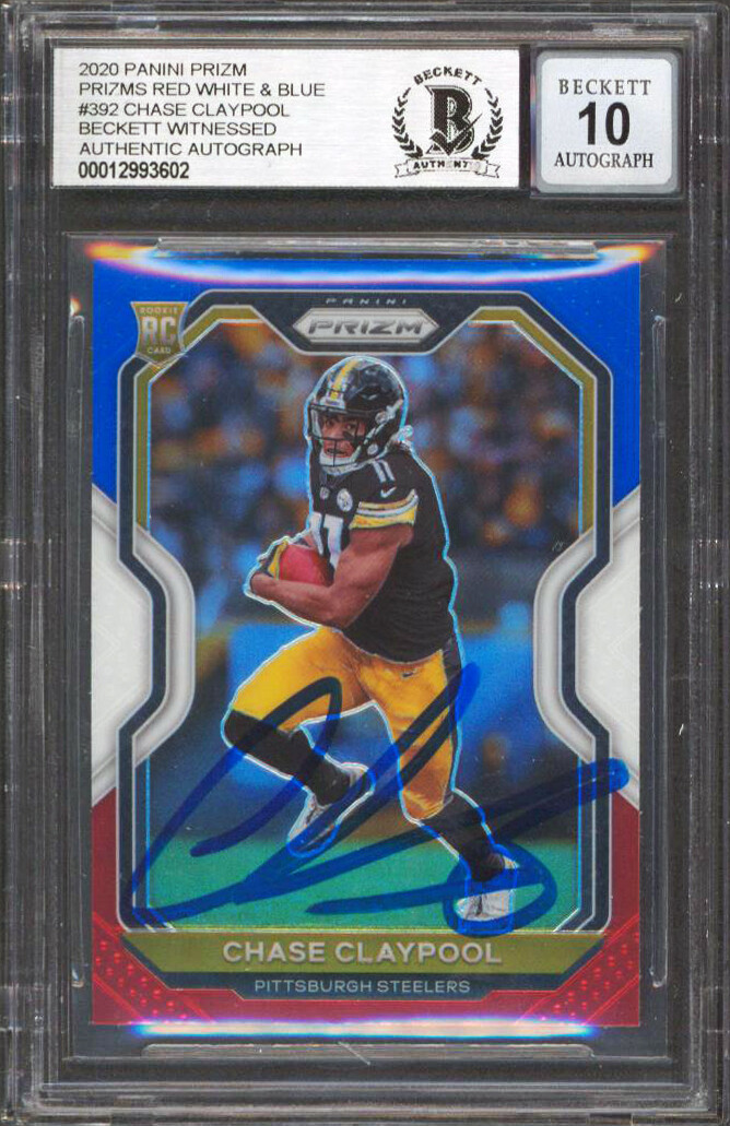 Chase Claypool Signed 2020 Panini Prizm R,W, & B #392 RC Card Auto 10 BAS Slab