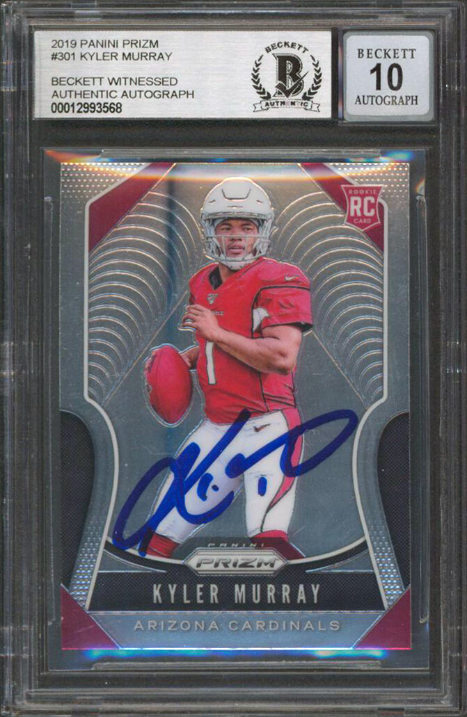 Cardinals Kyler Murray Signed 2019 Panini Prizm #301 RC Card Auto 10! BAS Slab