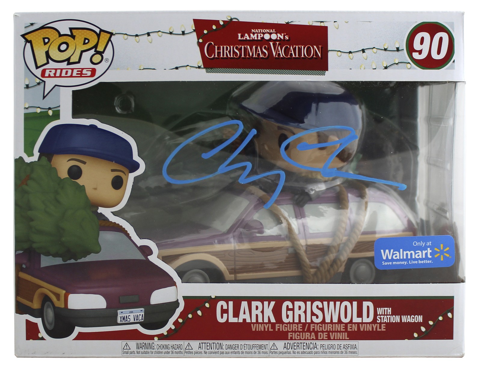 Chevy Chase Christmas Vacation Signed #90 Funko Pop Vinyl Figure w/ Blue Sig BAS