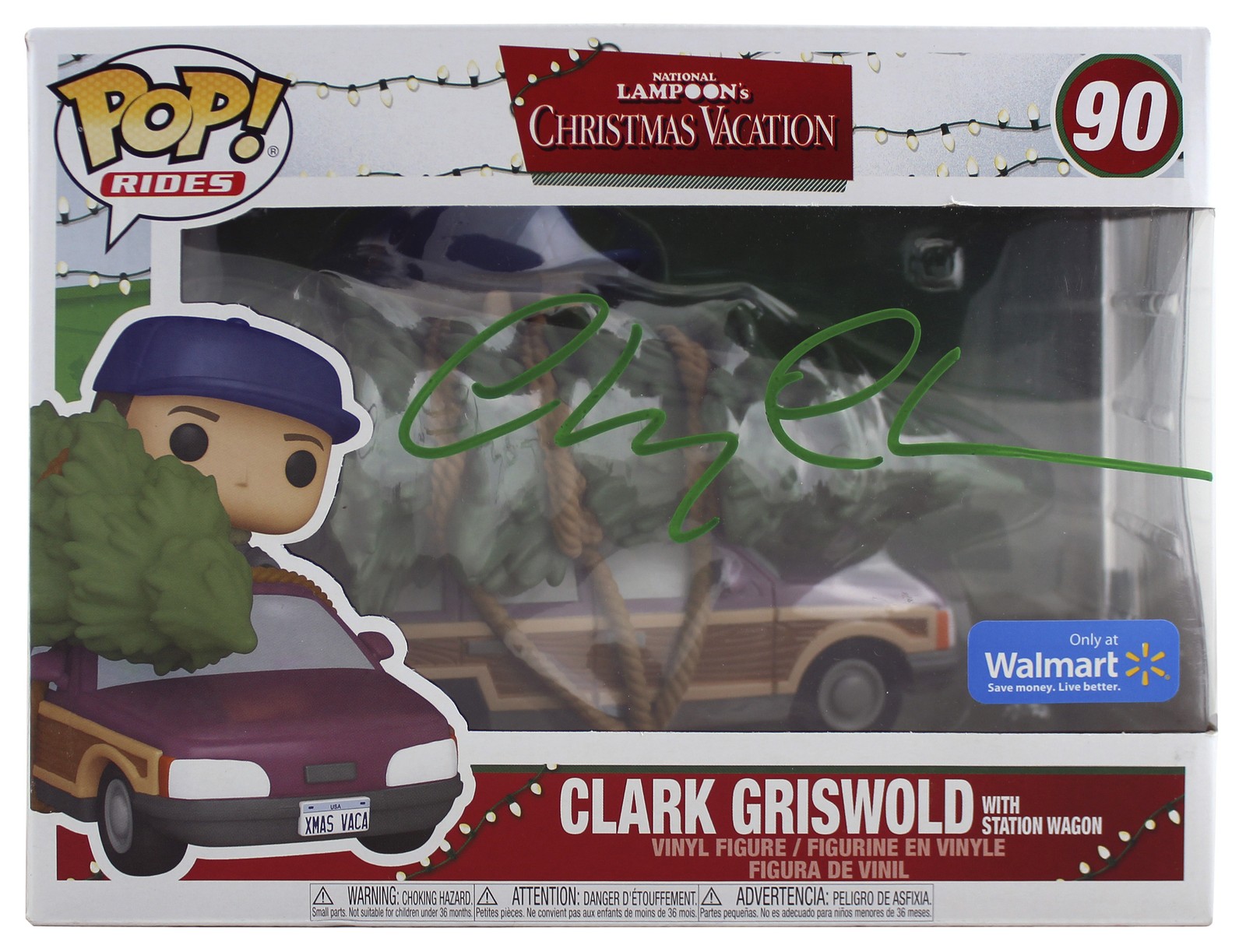 Chevy Chase Christmas Vacation Signed #90 Funko Pop Vinyl Figure w Green Sig BAS