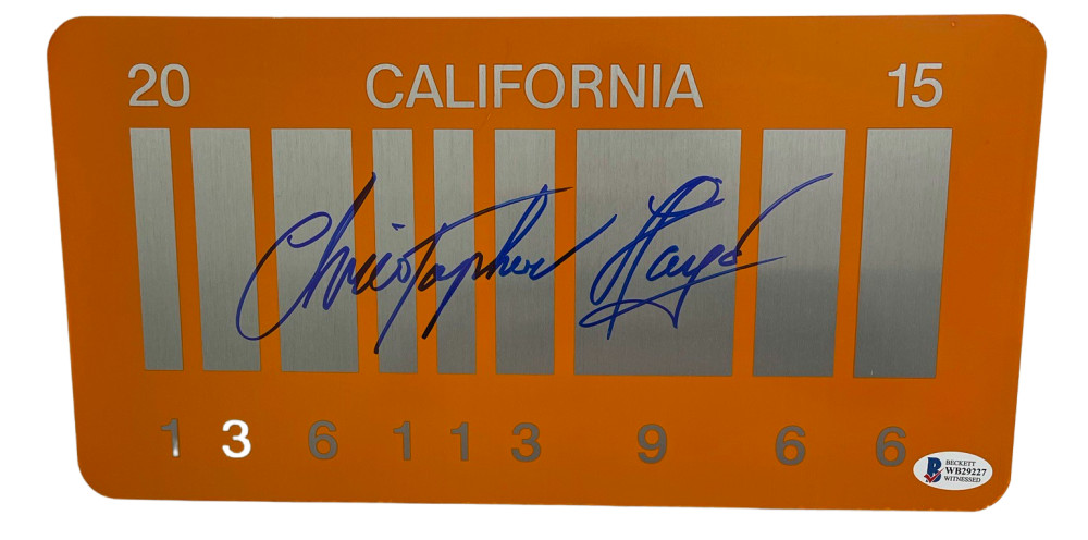 CHRISTOPHER LLOYD SIGNED BACK TO THE FUTURE PART 2 LICENSE PLATE AUTO BECKETT I COLLECTIBLE MEMORABILIA