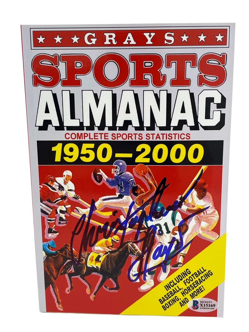 CHRISTOPHER LLOYD SIGNED BACK TO THE FUTURE GRAYS ALMANAC AUTOGRAPH BECKETT 13
