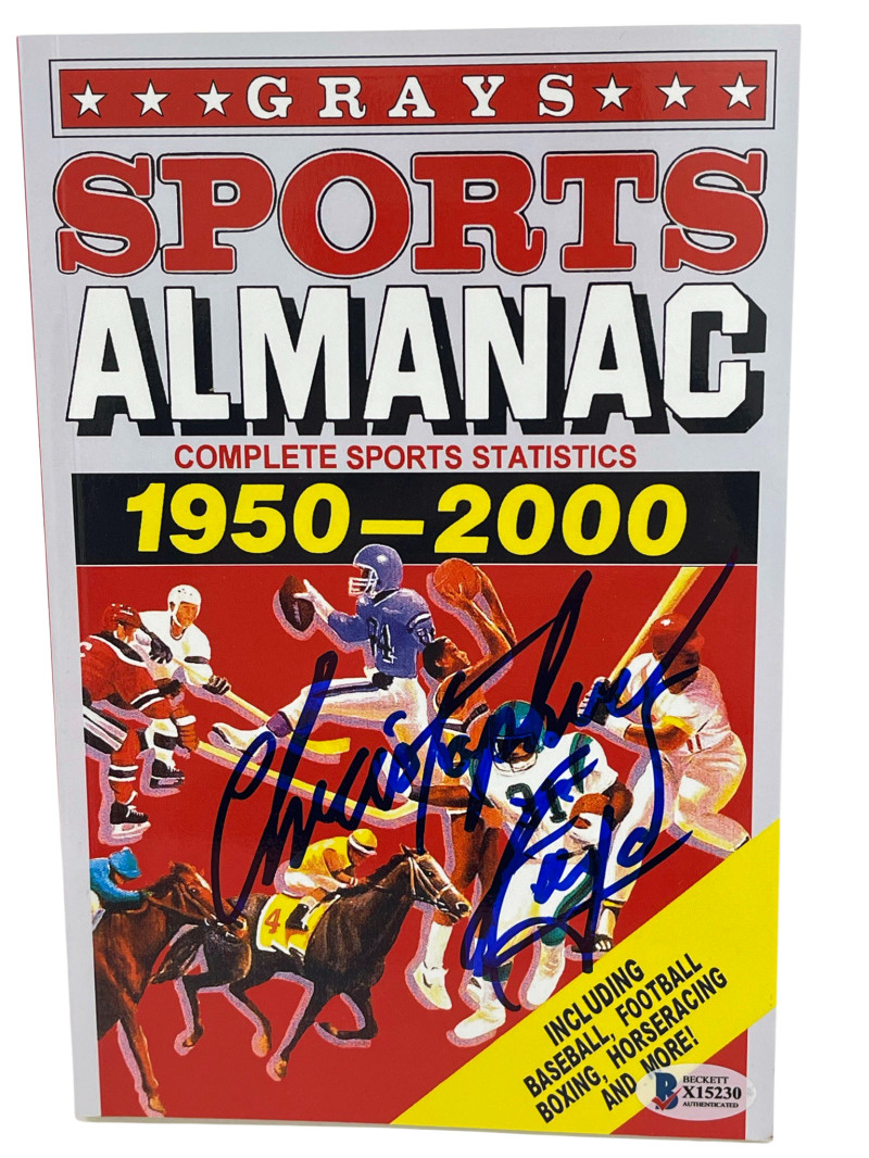 CHRISTOPHER LLOYD SIGNED BACK TO THE FUTURE GRAYS ALMANAC AUTOGRAPH BECKETT 32