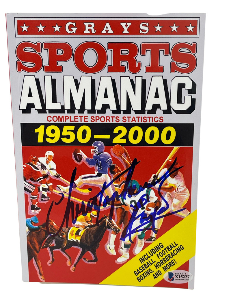 CHRISTOPHER LLOYD SIGNED BACK TO THE FUTURE GRAYS ALMANAC AUTOGRAPH BECKETT 43