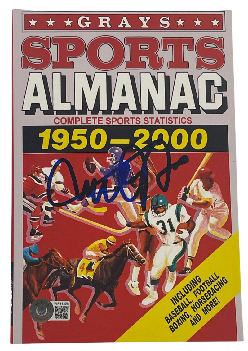MICAHEL J FOX SIGNED BACK TO THE FUTURE GRAYS ALMANAC AUTOGRAPH BECKETT 5