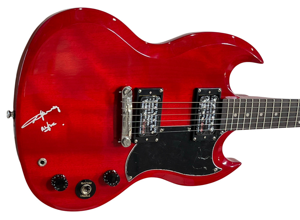 ANGUS YOUNG ACDC SIGNED FULL SIZE ELETRIC GUITAR SG EPIPHONE CHERRY PROOF BAS J