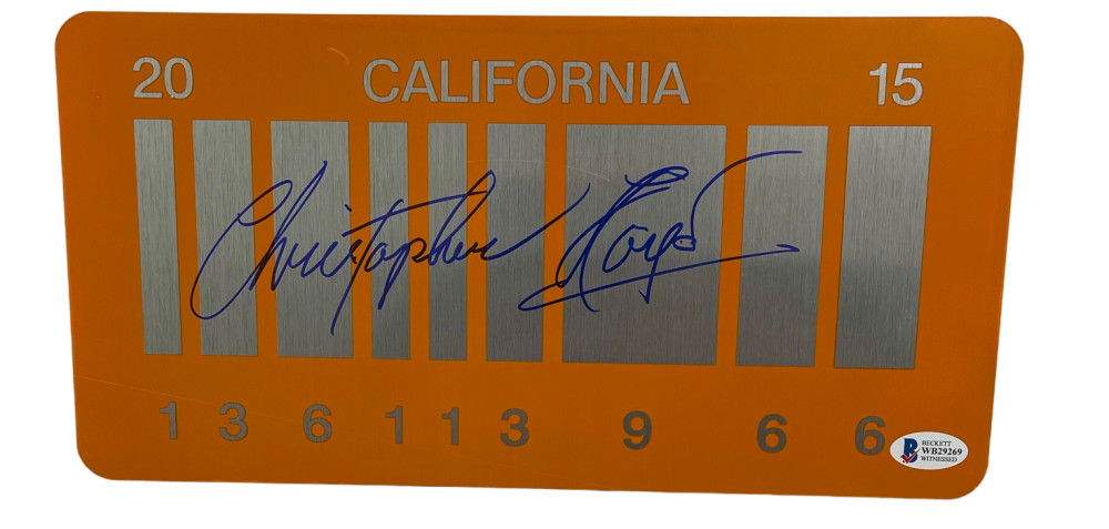 CHRISTOPHER LLOYD SIGNED BACK TO THE FUTURE PART 2 LICENSE PLATE AUTO BECKETT E