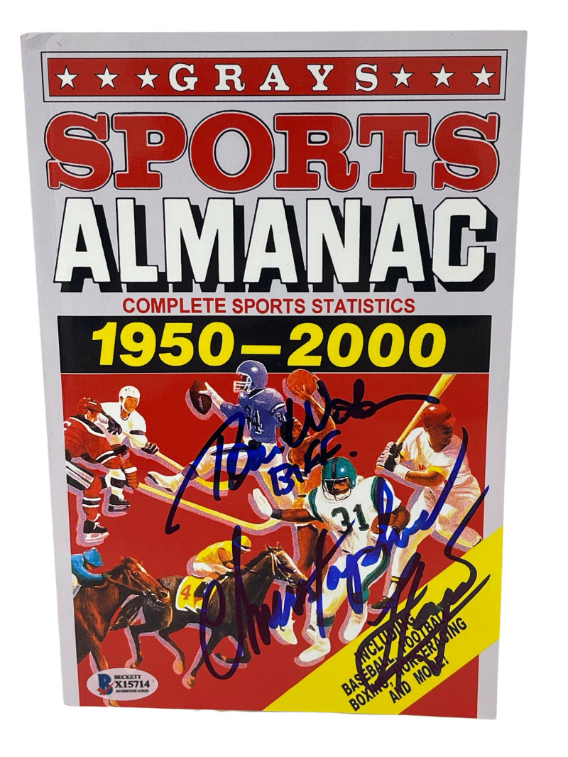 CHRISTOPHER LLOYD TOM WILSON SIGNED BACK TO THE FUTURE GRAYS ALMANAC BECKETT E