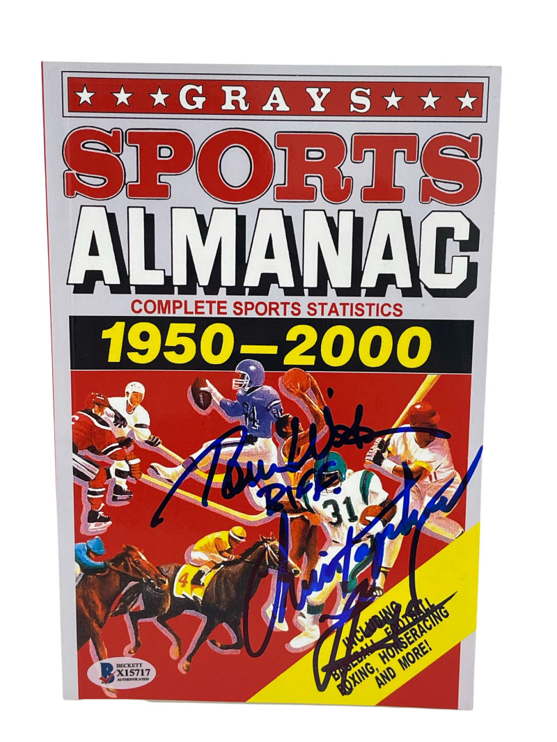 CHRISTOPHER LLOYD TOM WILSON SIGNED BACK TO THE FUTURE GRAYS ALMANAC BECKETT K