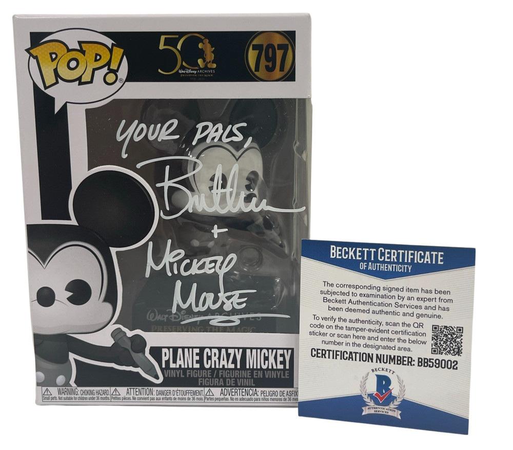 BRET IWAN SIGNED FUNKO POP 797 FIGURE MICKEY MOUSE DISNEY AUTOGRAPH BECKETT C