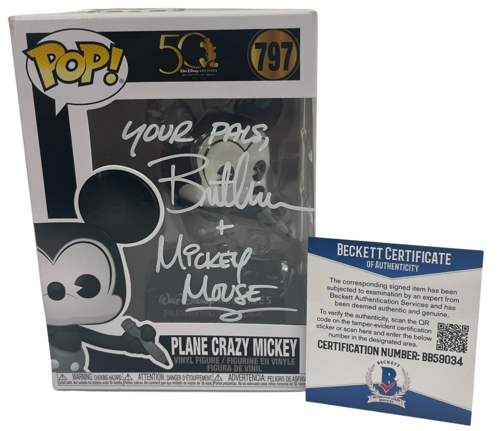 BRET IWAN SIGNED FUNKO POP 797 FIGURE MICKEY MOUSE DISNEY AUTOGRAPH BECKETT F