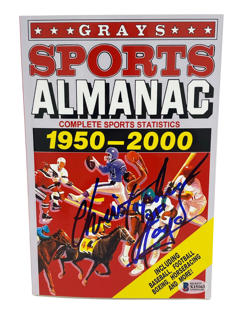 CHRISTOPHER LLOYD SIGNED BACK TO THE FUTURE GRAYS ALMANAC AUTOGRAPH BECKETT 19