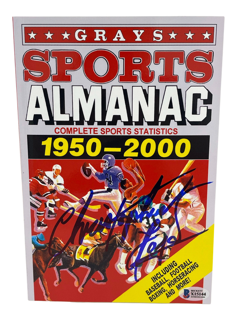 CHRISTOPHER LLOYD SIGNED BACK TO THE FUTURE GRAYS ALMANAC AUTOGRAPH BECKETT 24