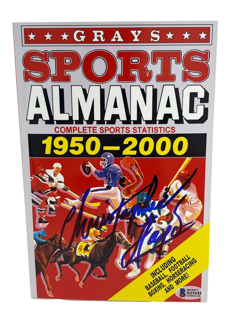CHRISTOPHER LLOYD SIGNED BACK TO THE FUTURE GRAYS ALMANAC AUTOGRAPH BECKETT 25