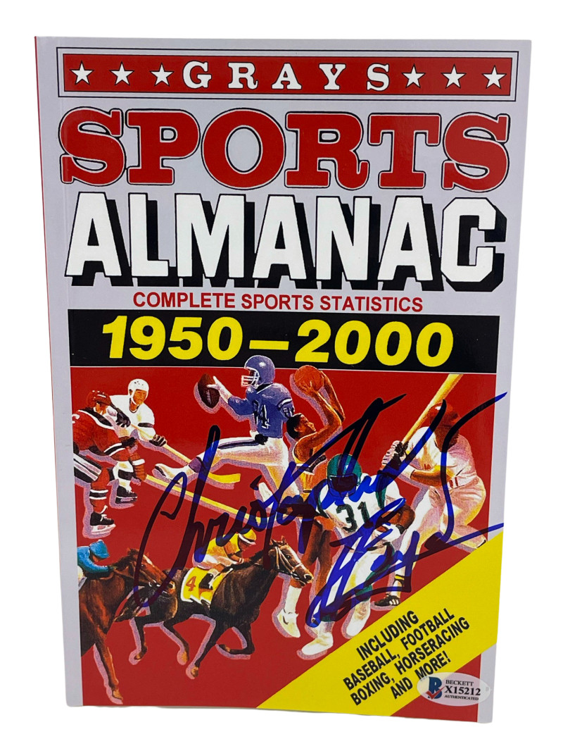 CHRISTOPHER LLOYD SIGNED BACK TO THE FUTURE GRAYS ALMANAC AUTOGRAPH BECKETT 28