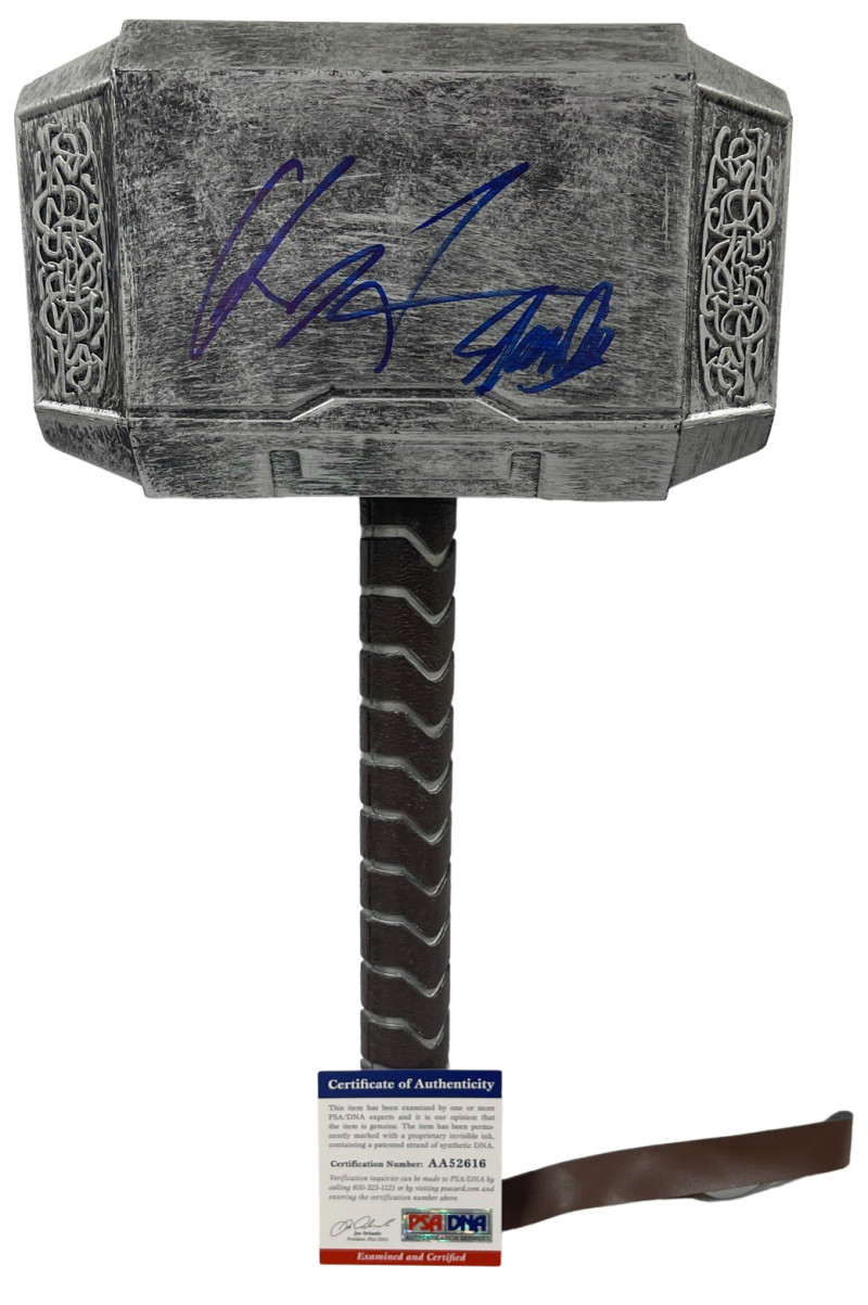 CHRIS HEMSWORTH STAN LEE SIGNED THOR MJOLNIR HAMMER AUTOGRAPH PSA JSA WITNESS B