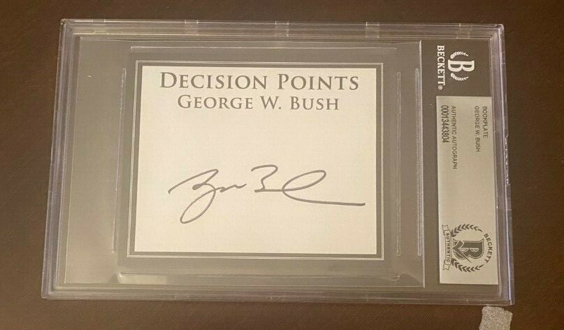 George W Bush Signed Autographed Bookplate Decision Points Beckett Slabbed BAS