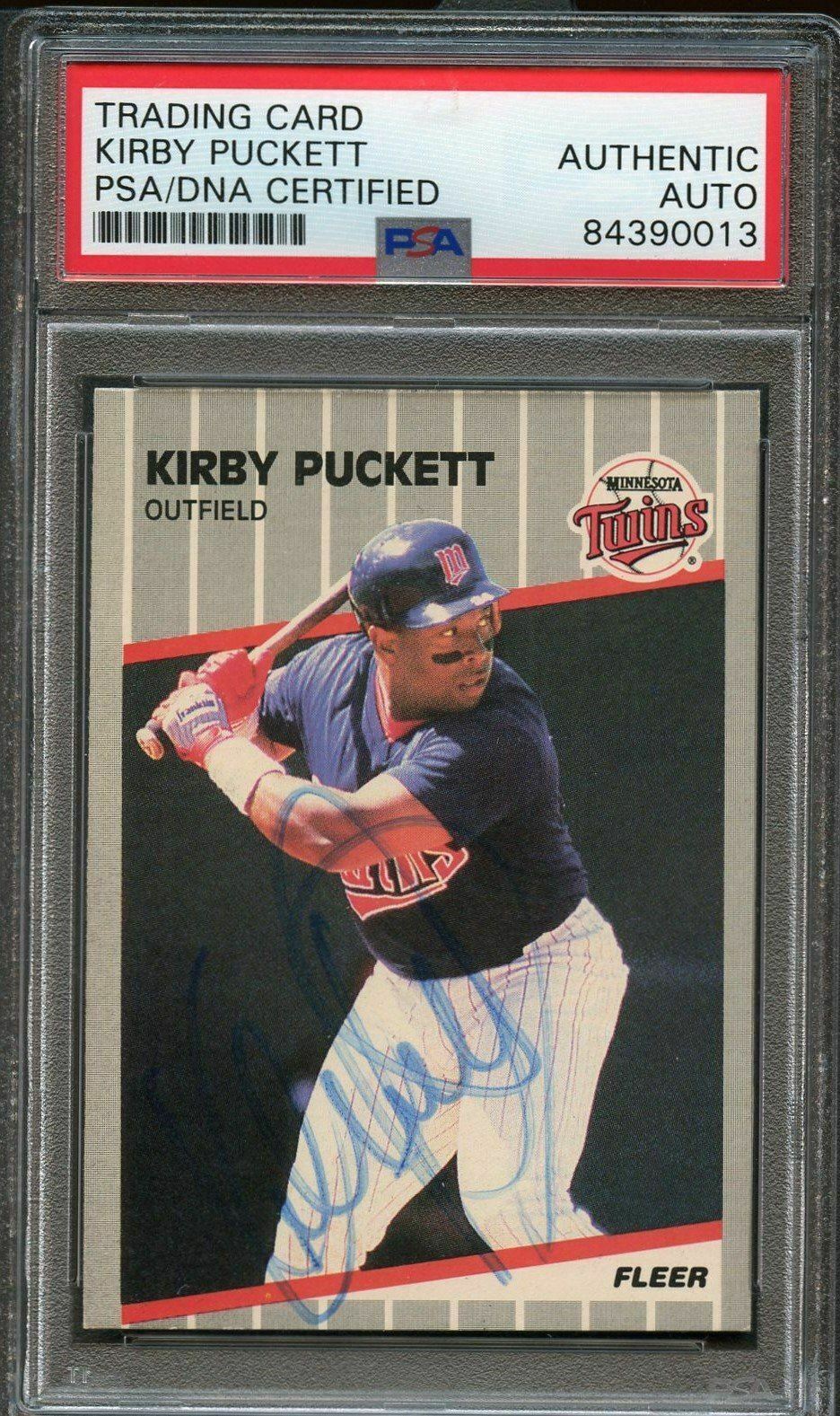 1989 FLEER #124 KIRBY PUCKETT Signed Card PSA Slabbed Auto Twins ...