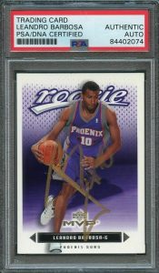 2003-04 UPPER DECK MVP #228 LEANDRO BARBOSA SIGNED CARD AUTO PSA SLABBED SUNS COLLECTIBLE MEMORABILIA