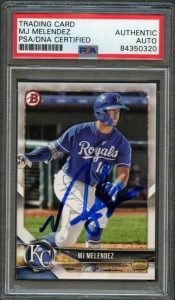 2018 BOWMAN #BCP64 MJ MELENDEZ SIGNED CARD AUTO PSA SLABBED ROYALS COLLECTIBLE MEMORABILIA
