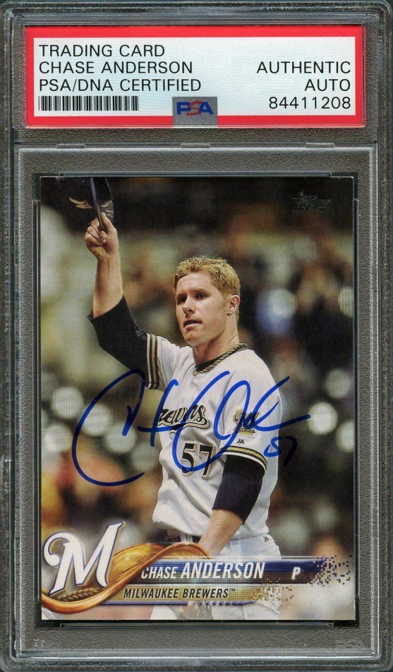 2018 TOPPS SERIES 1 #54 CHASE ANDERSON SIGNED CARD PSA SLABBED AUTO BREWERS COLLECTIBLE MEMORABILIA