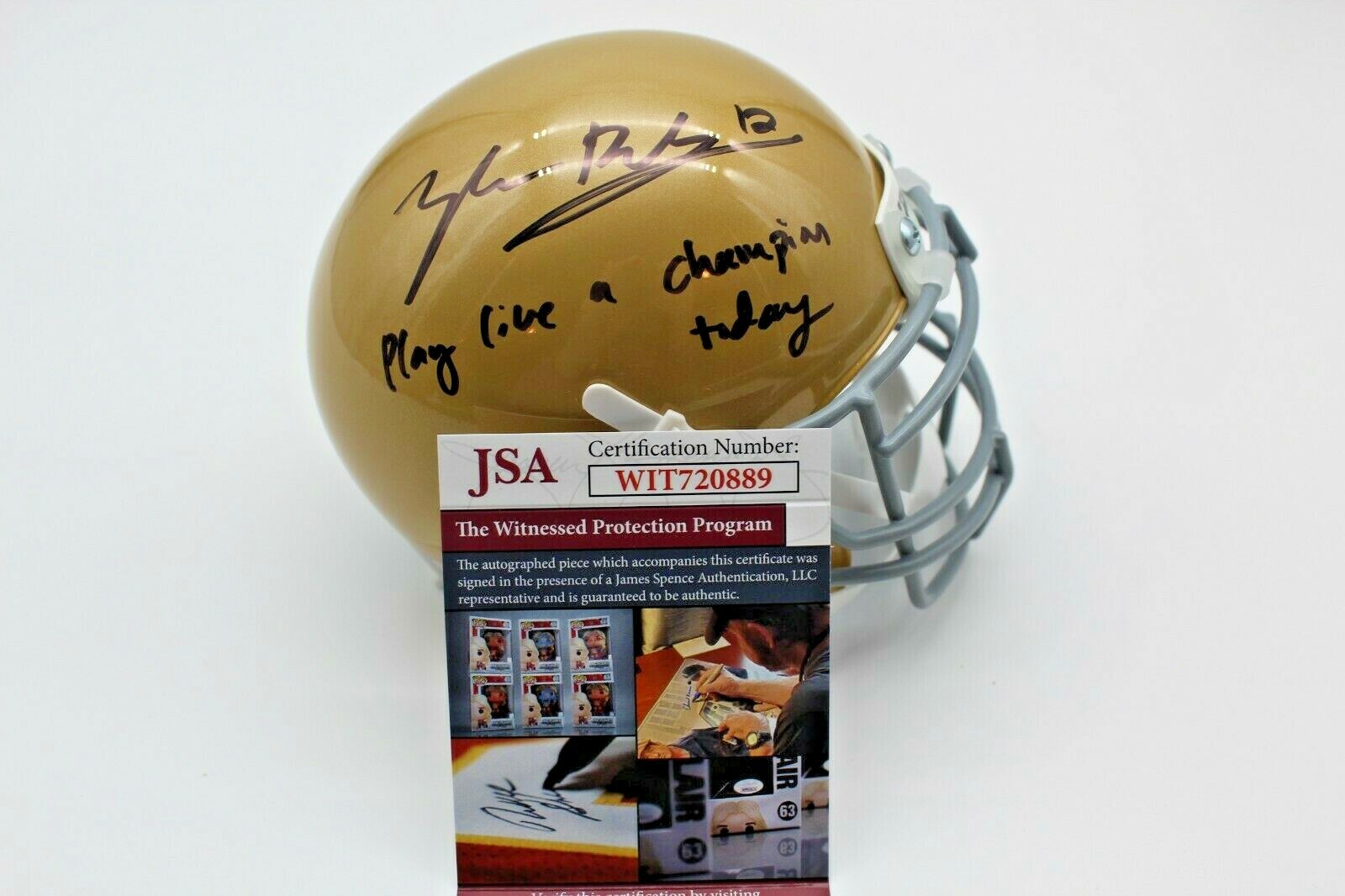 Tyler Buchner Signed Notre Dame Fighting Irish Mini Helmet w/JSA COA Witness #1