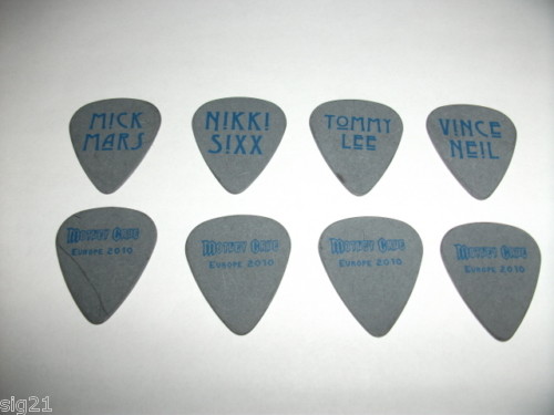 Motley Crue 4 Guitar Pick Set Europe 2010 Blue on Gray