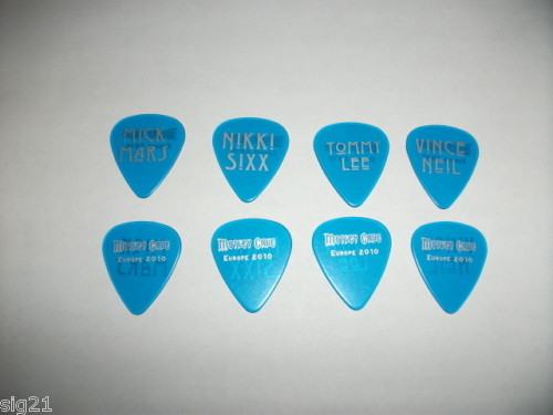 Motley Crue 4 Guitar Pick Set Europe 2010 Clear Blue