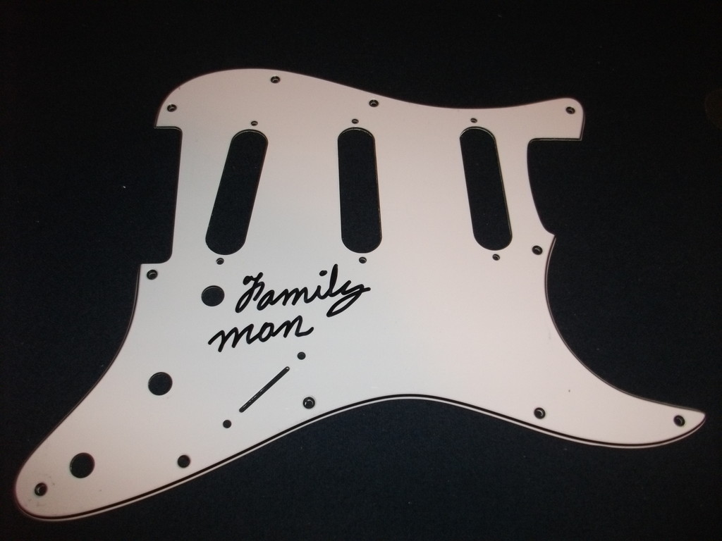 Family Man Aston Barnett Signed Guitar Pickguard PSA